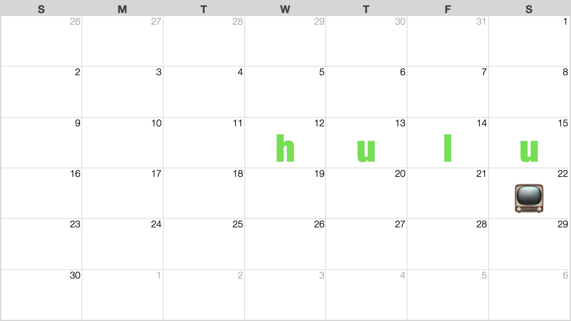 Hulu (フールー) 新着・配信予定カレンダー